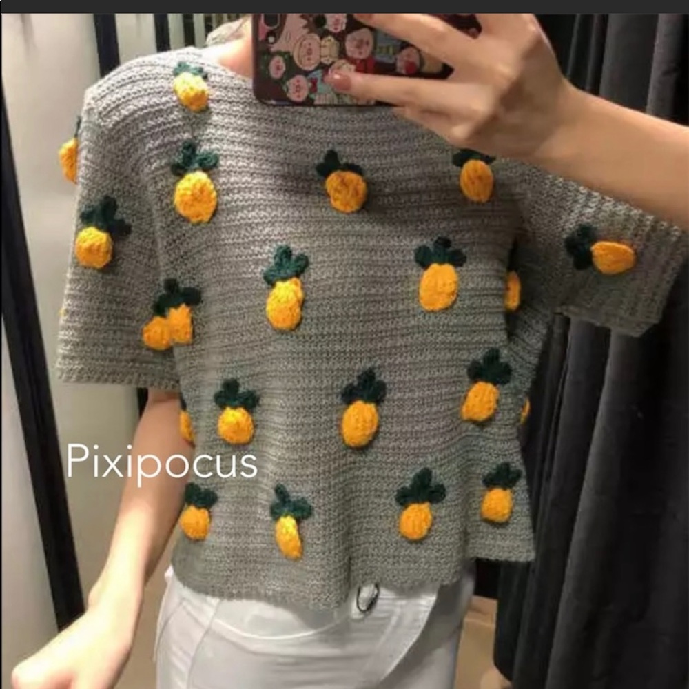 ZARA Pineapple Knit Sweater - Picture 1 of 8